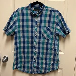 Ben Sherman Blue / Green Plaid Button Down Short Sleeve Shirt
